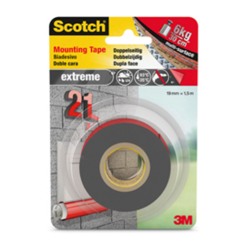 3M SCOTCH EXTREME NASTRO BIADESIVO EXTRA FORTE GRIGIO 19MMx1.5M
